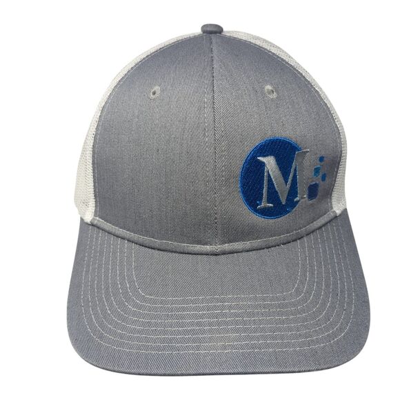 M Snapback Trucker Hat Gray OS Adjustable Embroidered Mesh Back Port Authority - Picture 1 of 8